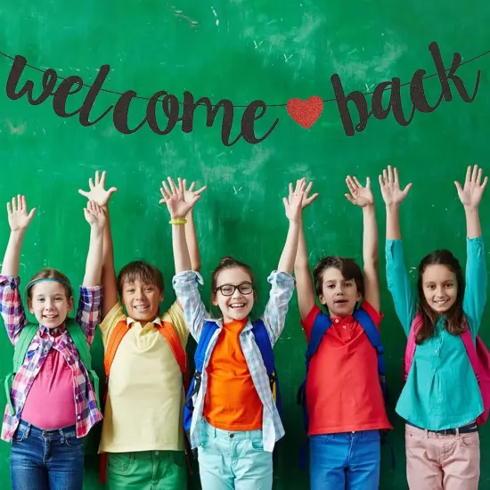 Welcome Back Banner Black Back to School Decorations Hanging Banner {2}