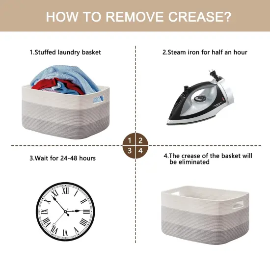 Large Blanket Basket, 22&rdquo;x17&rdquo;x12&rdquo; Rectangle Woven Baskets, Nursery Blanket Storage Living Room, Toy Storage With Handle, Large Baskets for Organizing-Gradient Grey {2}