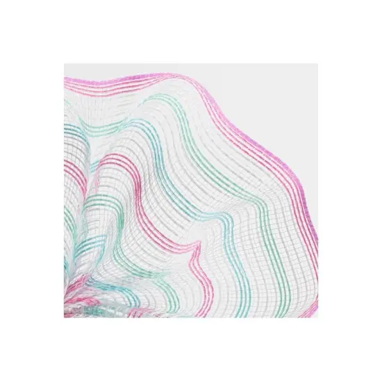 10.5" Faux Jute Stripe Mesh Ribbon: Blue, Mint, Pink, White (10 Yards) {3}