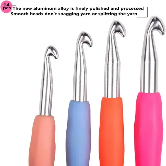 Crochet Hooks Set, 14 Sizes 2mm(B)-10mm(N) Ergonomic Crochet Needles with Case for Arthritic Hands, Extra Long Crochet Kit {2}