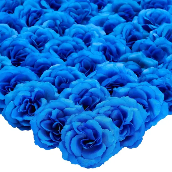 50 Pack Royal Blue Roses Artificial Flowers Bulk, 3 Inch Stemless Fake Silk Roses for Decorations, Wedding, Faux Bouquets {1}