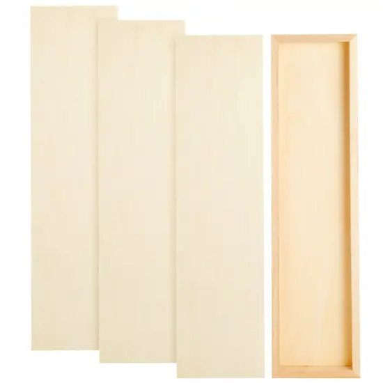 4 Pack Unfinished Wood Panels for Painting, DIY, Arts and Crafts, Deep Cradle Boards, 6x23 Inch Wood Canvas, Blank Wooden Sign for Wall, Home, Office, School, 0.84 In Thick Brown {1}