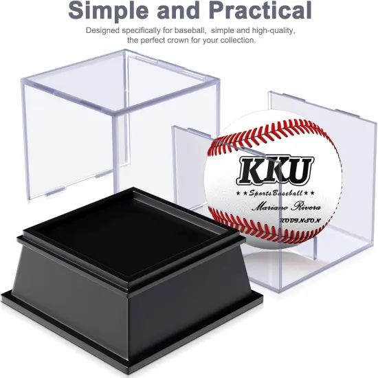 2 Pack Acrylic Baseball Display Case with Sleek Base, Dustproof UV Protected Baseball Case, Transparent Baseball Holder Display Case for Signed Balls Memorabilia, Black {5}