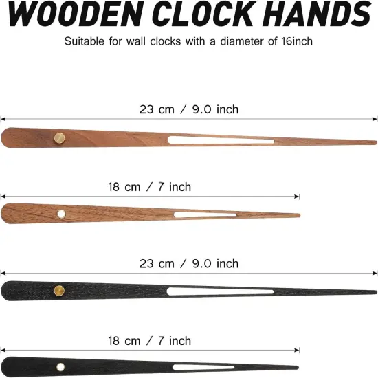 2 Pcs High Torque Long Shaft Clock Movement Mechanism with Wooden Clock Hands for DIY Repair Parts Replacement(Fit for 16'' Clock, 30 mm Shaft) {3}