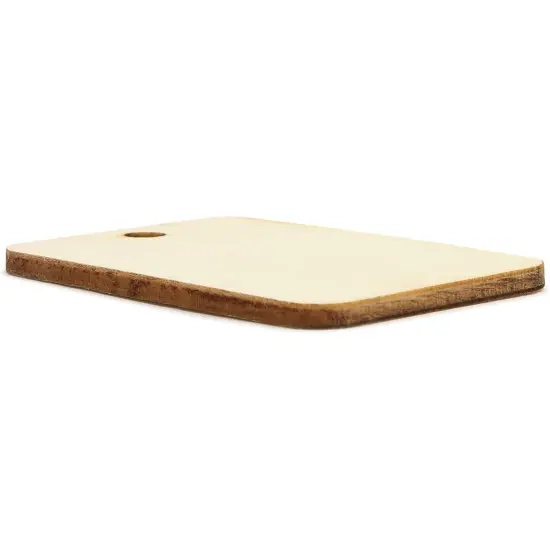 100pcs Unfinished Wood Gift Tags, 1.3" x 2" Rectangle Shaped Hanging Wood Cutouts with Hemp Rope for DIY Craft Projects Brown {4}