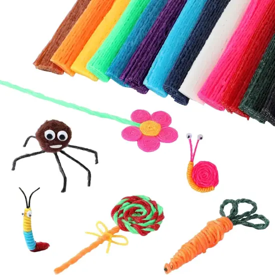 1000PCS Wax Craft Sticks Bendable Sticky Wax Yarn Sticks in 13 Colors with Blue Storage Bag for Kids DIY Art Supplies {2}
