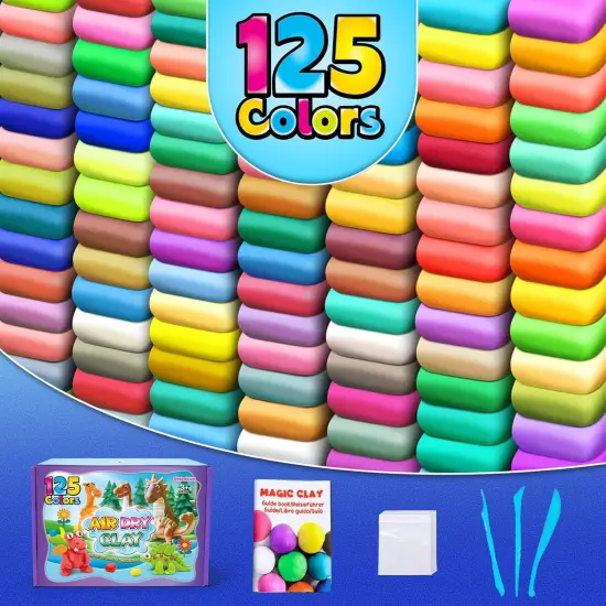 Air Dry Clay 125 Colors, Modeling Clay for Kids, DIY Molding Magic Clay, Gift for Kids {2}