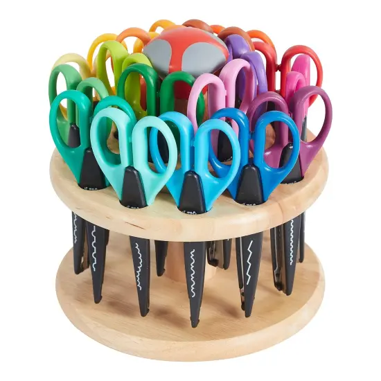 Kraft Edgers with Rotating Hardwood Rack, Decorative Scissors, Assorted, 18-Piece {1}