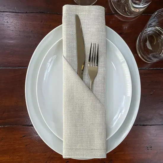 Premium Cotton Linen Napkins (Set of 4) 56% Cotton 44% Linen Light Sage Napkin 20"x20" Soft Durable Jacquard Woven Cloth Stain Release Fabric, Machine Washable, Table Linens {3}
