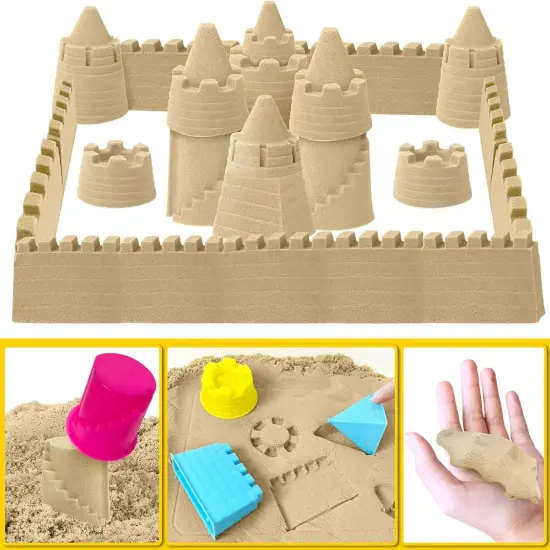 Summer Construction Sensory Bin - Play Sand Kit with Toy Truck and 4lbs Magical Sand, Pretend Play Beach Sensory Toy Sandbox, Kids Gifts for Girls and Boys {4}