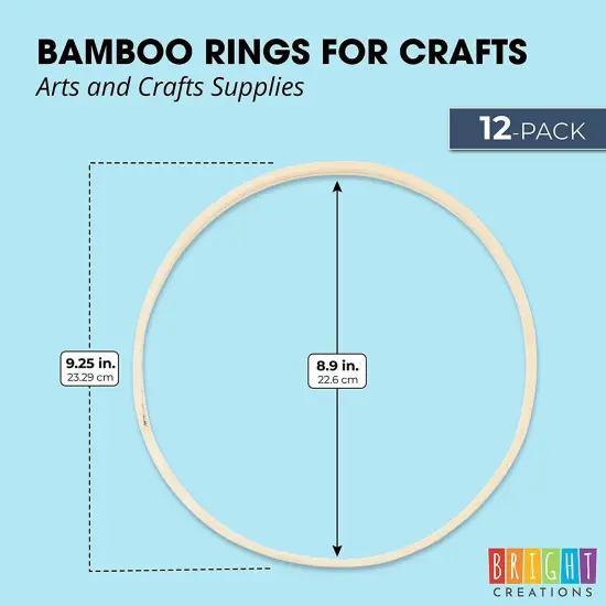 Bamboo Rings for Crafts, Macrame, and Dreamcatchers (9 in, 12 Pack) Brown {2}