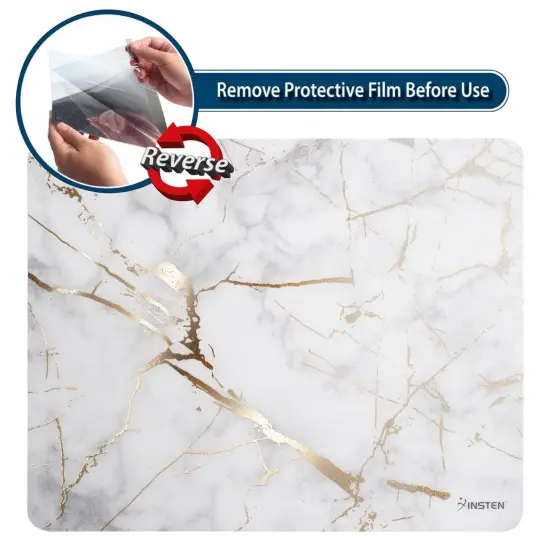 Insten Laptop Mouse Pad Ultra Thin Reflective Non Slip Marble Mouse Pad Mat for Laptop Computer Desk - White/Gold {3}