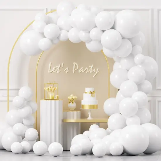 White Balloons Garland Arch Kit, 100PCS 18In 12In 10In 5In White Balloons Different Sizes for Birthday Weddings Valentine's Day Graduation White Themed Party Decorationsarty Decorations {1}