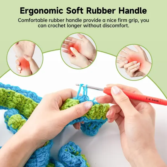 67 Pack Crochet Hooks Set, 13 PCS 2mm(B)-10mm(N) Ergonomic Soft Grip Crochet Handles Yarn Knitting Needles Kit {2}