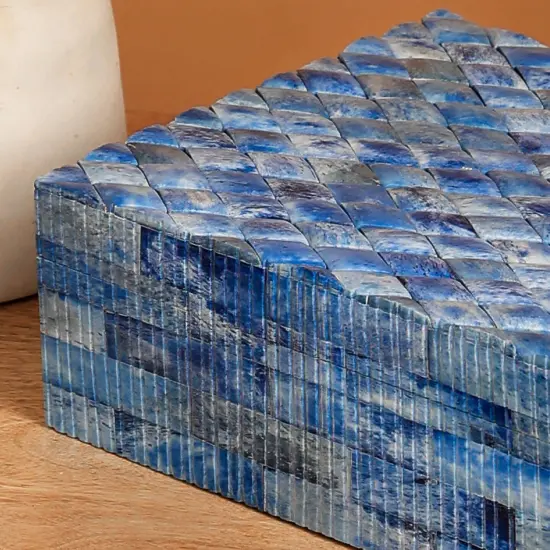 Carved Bone Box - Blue {3}