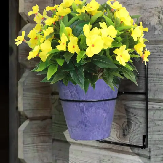 4 Pcs Summer Potted Plants, Artificial Flowers Outdoor Impatiens UV Resistant Silk Impatiens Flowers Yellow Faux Flowers Impatiens Bushes Artificial Impatiens for Pot Patio Lawn Garden Hanging Basket Porch Decor {5}