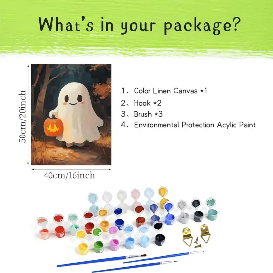 Ghost Holding a Pumpkin Lantern Paint by Number {5}