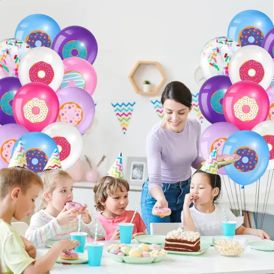 36 Pieces Donut Theme Balloons, 12 Inch, Latex, 8 Styles, Sufficient for Birthday Party Decorations {5}