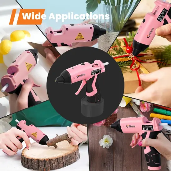 Cordless Glue Gun, 15s Fast Preheating 2Ah Cordless Hot Glue Gun with 25 Pcs Premium Mini Glue Gun Sticks, USB-C Battery Rechargeable hot glue gun, Smart Power-Off, Pink {5}