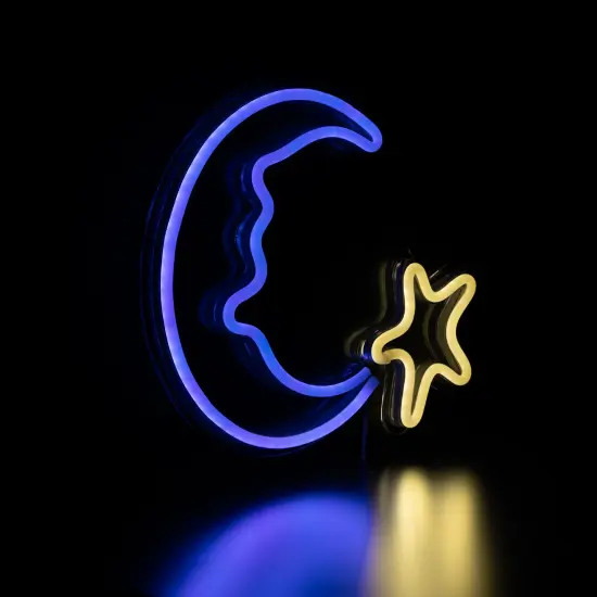 Northlight LED Moon and Star Neon Lighted Wall Art - 15" Blue {5}