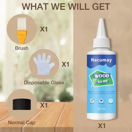 Wood Glue, Wood Glue for Furniture Heavy Duty - Strongest Wood Glue for Woodworking Waterproof Repair Glue Suitable for Furniture, Garden, Crafts, DIY, Metal to Wood，Wood to Wood (150g/5.1oz) {3}