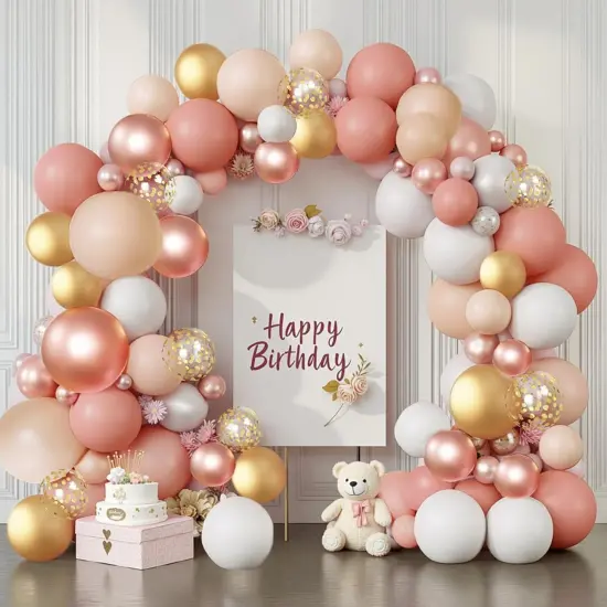 Blush Dusty Rose Pink Balloons Garland Arch Kit, Boho Peach Rose Gold Confetti Balloons for Girls Women Bridal Baby Shower Wedding Engagement Tea Party Birthday Party Decorations {4}