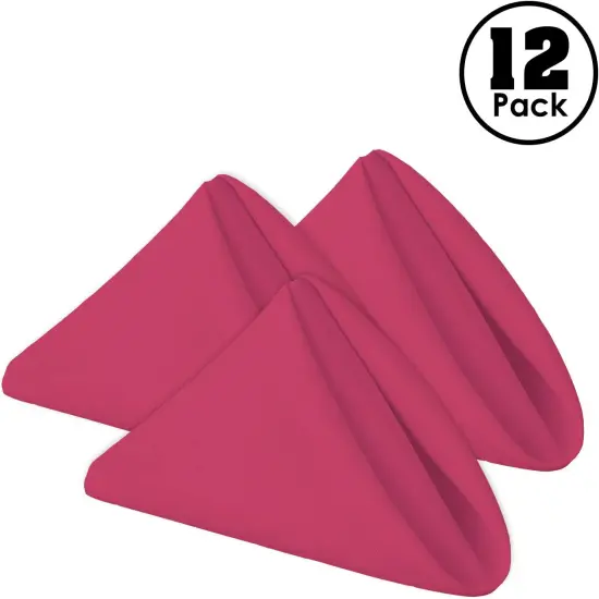 Cloth Napkins - 17 x 17 Inch Fuchsia Dinner Napkins - Set of 12 Soft & Absorbent Washable Fabric Cloth Table Napkins with Hemmed Edges for Hotel Restaurant {2}