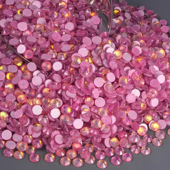 Flatback Rhinestones Round Gems, 1440pcs Luminous Series Glass Stone Neon Gems Non Hotfix Crystal Rhinestones for Nail Charms Crafts Clothes Tumblers,Rose Luminous Opal,SS10. {5}