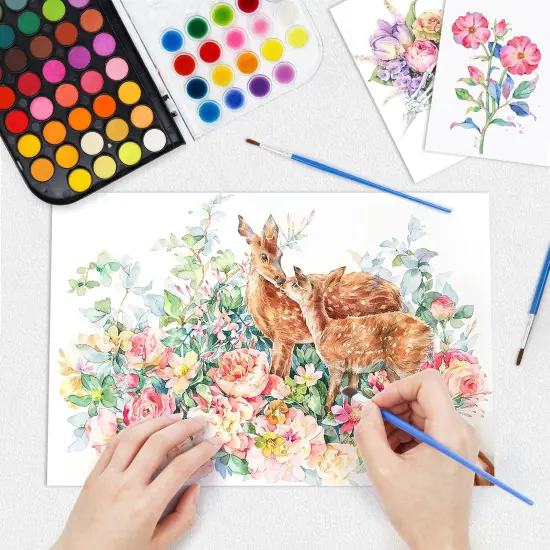 Watercolor Paint Set, 48 Colors Watercolor Paint Pan Set with 3 Paint Brushes for Beginners, Artists, Kids & Adults to Watercolor Paint, Bullet Journal, Calligraphy Practice {5}