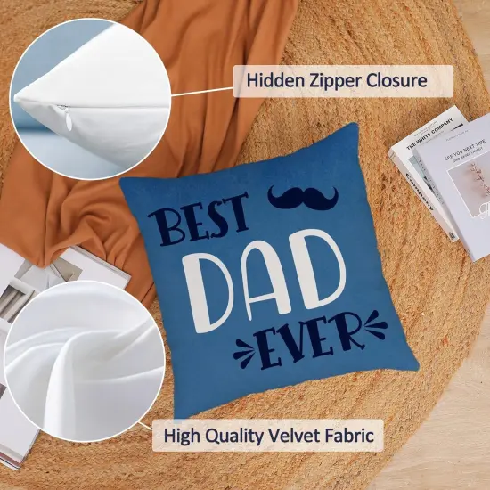 Fathers Day Pillow Covers 18x18 Set of 4 Velvet Blue Dad Throw Pillow Covers Sunflower Floral Cushion Covers Pillow Case Gift for Father Dad Birthday Home Outdoor Sofa Decoration (18) {3}