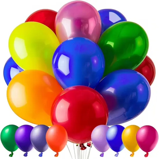 100 PCS Balloons, 12 Inch Assorted Colors Balloon & 10 Kinds of Color Balloons, Latex Baloons Bulk for Birthday, Baby Shower, Wedding, Family Party. {1}