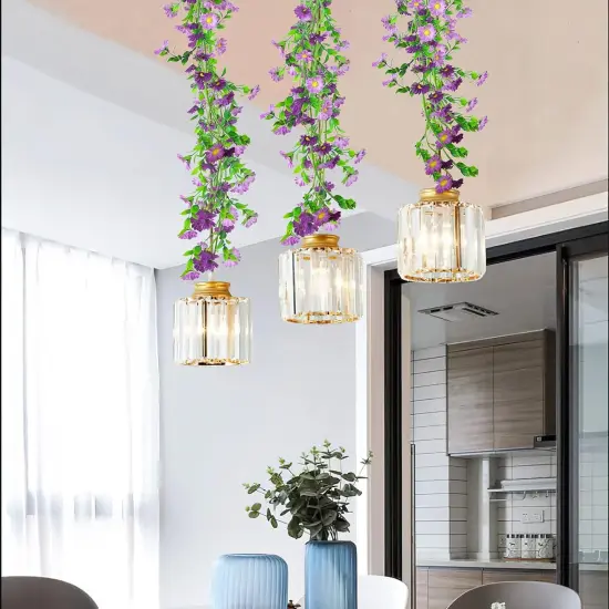 Summer Silk Daisy Flower Garland - Purple Artificial Flower Vine, Hanging Ivy Garland for Wall, Party, Wedding Arch, Floral Decor, Home Indoor/Outdoor Ceremony {4}