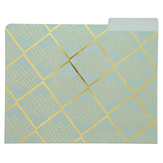 12 Pack Decorative File Folders with Gold Foil Geometrical Accents, 1/3 Cut Tab, for Office, Letter Size (11.5 x 9.5 In) Pink {5}