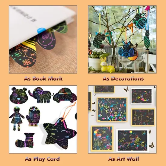 52 Pcs Rainbow Scratch Paper Art Set {2}