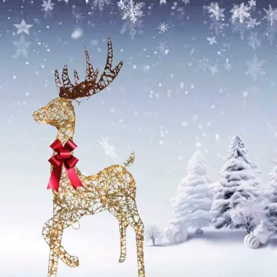 Indoor Outdoor White Reindeer Sleigh Decoration with Warm White LED Lights 19.69 x 7.28 x 16.14 in {3}