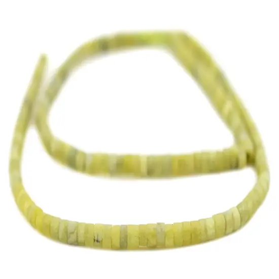 The Bead Chest Light Green Serpentine Heishi Beads 4mm Afghanistan Gemstone 14 Inch Strand {3}