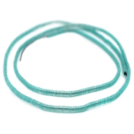The Bead Chest Translucent Aqua Vinyl Phono Record Beads (3mm) {3}