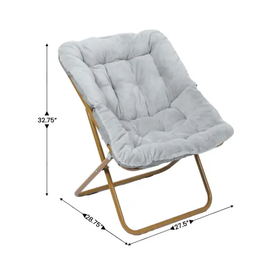 Emma and Oliver Aisling Oversized Folding Saucer Chair for Dorm, Bedroom GrayFabric/SoftGold {4}