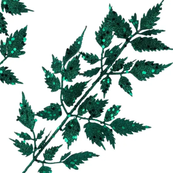 25" Glitter Fern Spray: Hunter Green {3}
