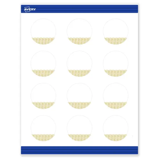 Avery Printable Round Business Cards with Sure Feed Technology, Pre-Printed Gold Lace Trim Pattern, Matte White, 2" Diameter, Laser & Inkjet Compatible, 120 Total {1}