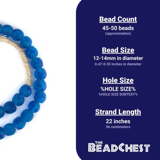 The Bead Chest African Recycled Glass Beads &ndash; Handmade in Ghana &ndash; Aqua Swirl 14mm Strand for Jewelry Making, Crafts, and Home Decor I Approximately 45-50 Beads {4}