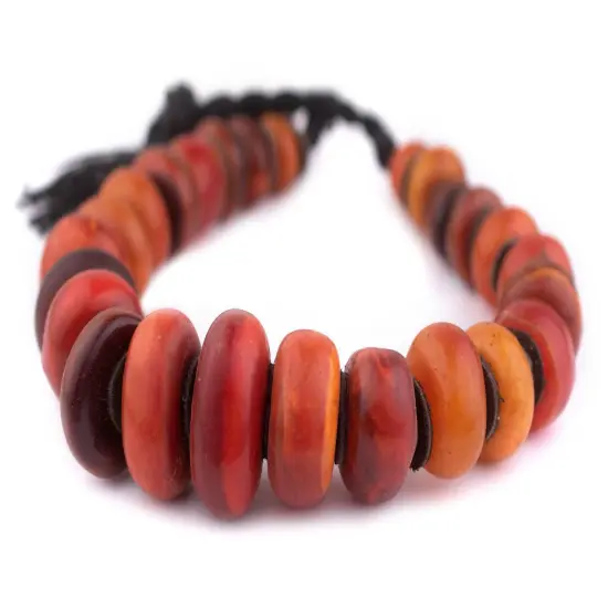 The Bead Chest Moroccan Rustic Amber Resin Beads Graduated 27mm Morocco African Orange Round Large Hole 20 Inch Strand Handmade {3}