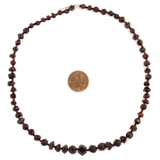The Bead Chest Faceted Garnet Stone Chunk Beads 7mm Afghanistan Red Gemstone 16 Inch Strand {2}