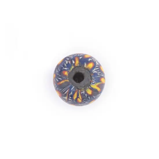 The Bead Chest Yellow Blue Mosaic Jatim Java Bead (Single Bead, 20mm) {3}