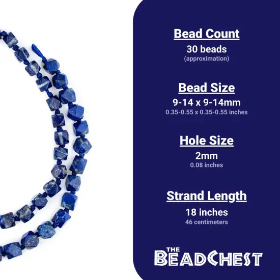 The Bead Chest Cornerless Cube Lapis Lazuli Beads 9-14mm Afghanistan Blue Faceted Gemstone Large Hole 18 Inch Strand {4}
