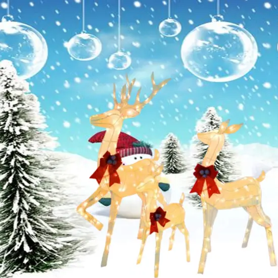Enchanting Light Up Deer Family Set for Festive Holiday Yard Decor Height 60"x 48" x 32" {2}