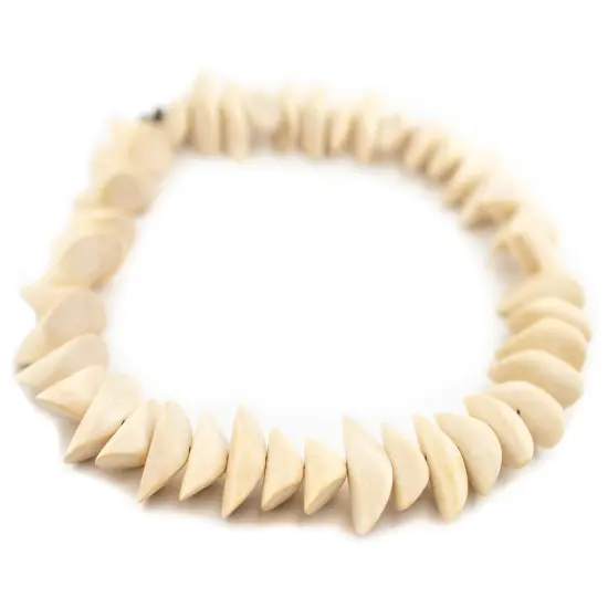 The Bead Chest Cream Twisted Chunk Natural Wood Beads 9x26mm White Unusual 16 Inch Strand {3}