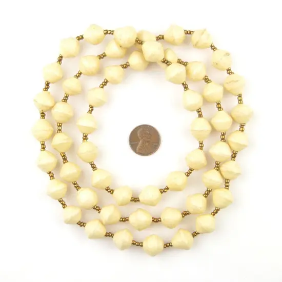 The Bead Chest Recycled Paper Bead Necklace from Uganda - Fair Trade African Jewelry (Cream White) {2}