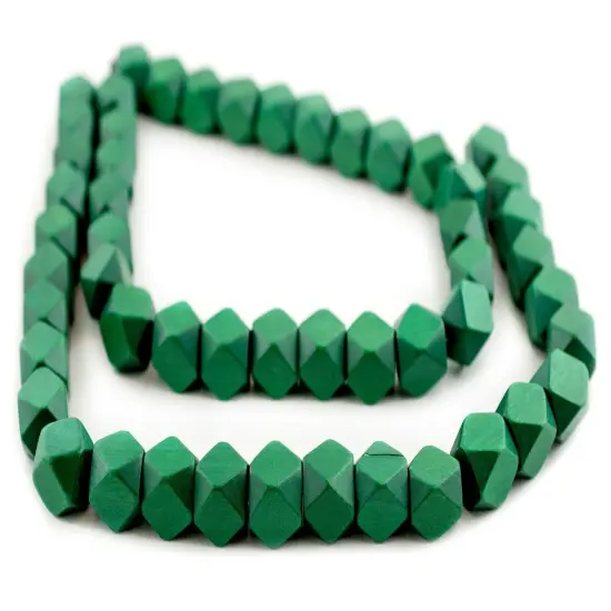 The Bead Chest Green Cornerless Cube Wood Beads: 15mm Diamond Cut Natural Organic Beads for Jewelry Making {3}