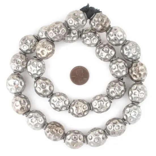 The Bead Chest Silver Dotted Sphere Hollow Tribal Beads (18mm) {2}